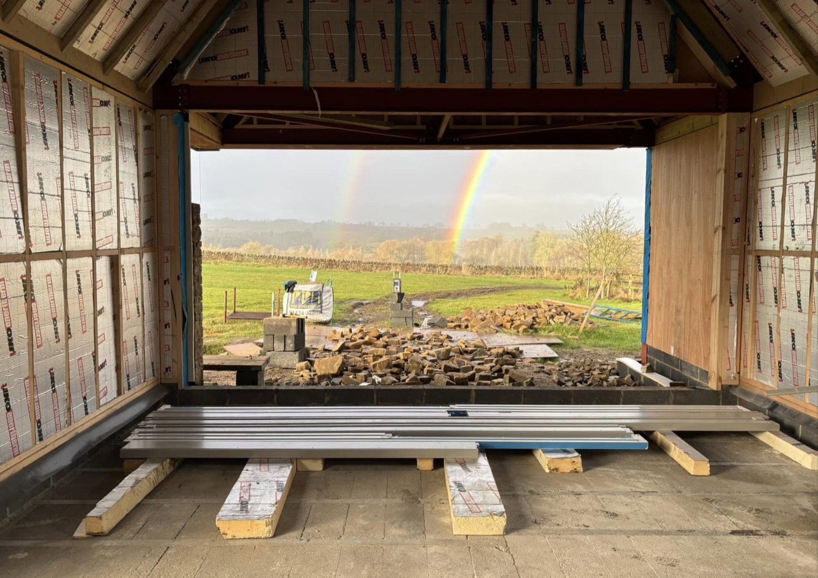 First fix wiring in a timber framed barn conversion